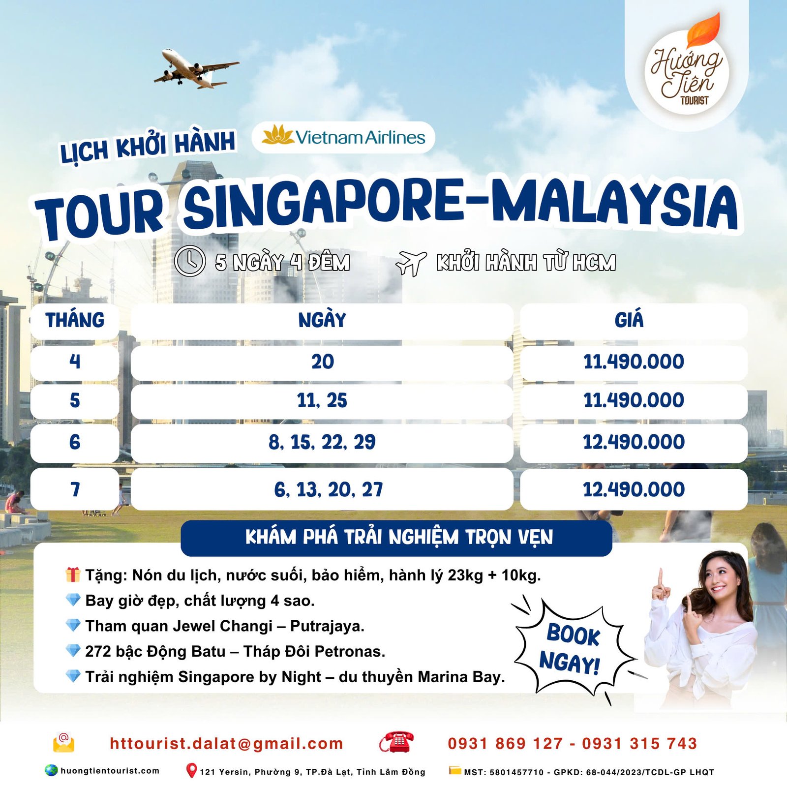 tour Sing Malay bay Vietnam Airlines 2025